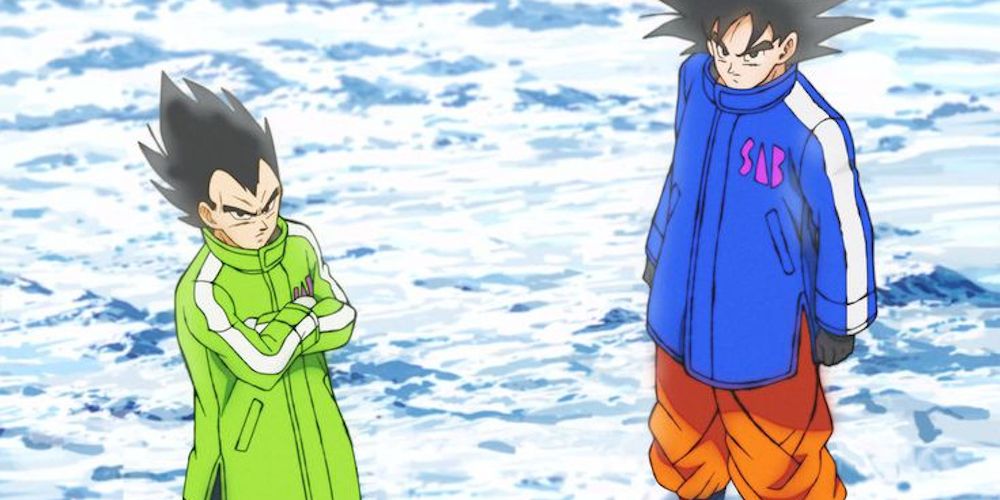 Vegeta and Goku wear winter jackets in Dragon Ball Super: Broly.